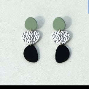 Black and White Leaf Earrings
